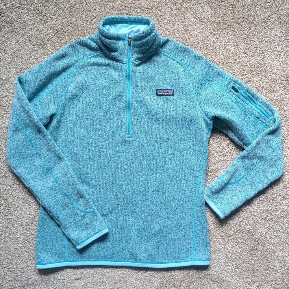 Patagonia Womens M Better Sweater Pullover 1/4 Zip Blue Teal Long Sleeve Outdoor
